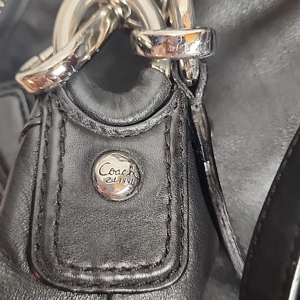 COACH classic black leather crossbody messenger shoulder hobo saddlebag QUALITY!